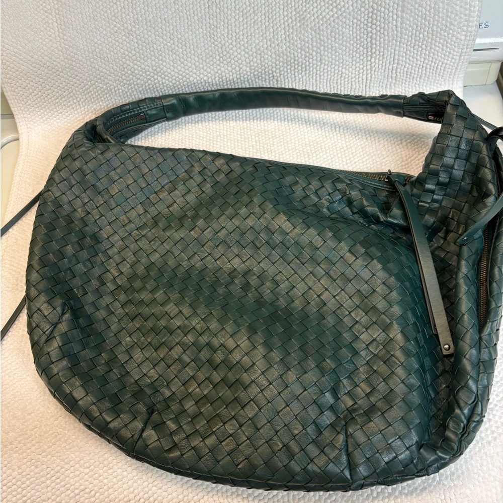 Christopher Kon  Green Woven Leather Shoulder Bag